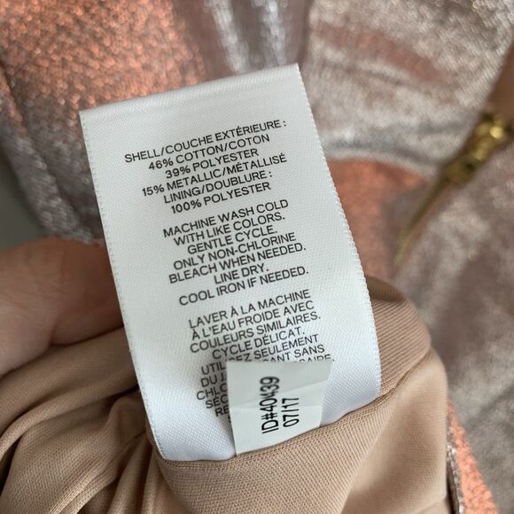 Express Rose Gold Shimmer Short Sleeve Dress Size 6 NWT - Picture 6 of 7